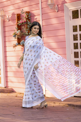 Leelavati Printed Daily Wear Chiffon Saree(White)