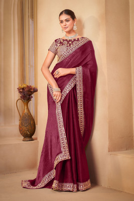Sariya Embroidered Bollywood Organza Saree(Maroon)