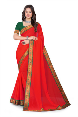 Kasumbo Tex Self Design Bollywood Georgette Saree(Red)