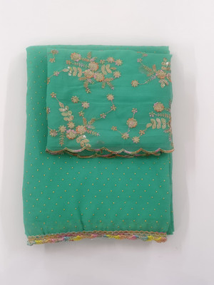ShreeVastra Embroidered, Floral Print, Self Design, Woven Bollywood Georgette Saree(Yellow)
