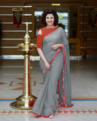 Sareez House Solid/Plain Bollywood Georgette Saree(Grey)