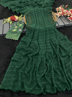 Sanskriti Synthetics Embellished Bollywood Chiffon Saree(Green)