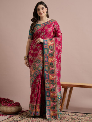 all about you Woven Banarasi Viscose Rayon Saree(Pink)