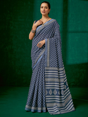 Sareemall Printed Daily Wear Silk Blend Saree(Grey)