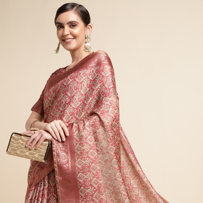 Divastri Digital Print Banarasi Cotton Silk Saree(Brown)