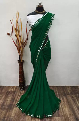 DHARMEE Embellished Bollywood Georgette Saree(Green)