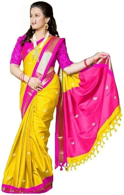 HouseOfCommon Woven Bollywood Cotton Silk Saree(Multicolor)