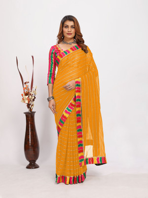 Sareez House Self Design Bollywood Georgette Saree(Mustard)