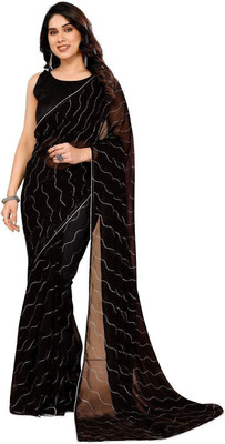 ROOP SUNDARI SAREES Dyed, Embellished Bollywood Georgette Saree(Pack of 2, Black)