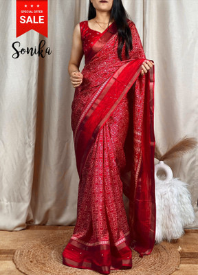 Femane Printed Kalamkari Cotton Silk Saree(Maroon)