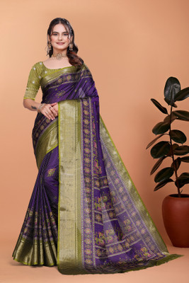 UDANI ENTERPRISE Printed Kanjivaram Art Silk Saree(Purple)