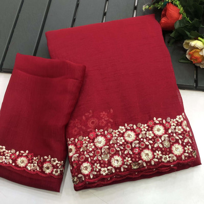 Nareesari Embroidered Bollywood Art Silk Saree(Maroon)