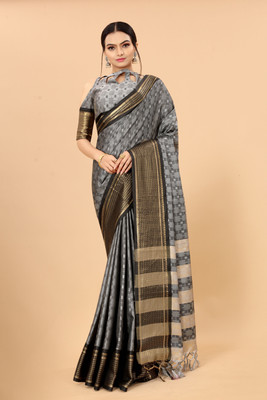 valida Printed Mysore Pure Silk Saree(Grey)