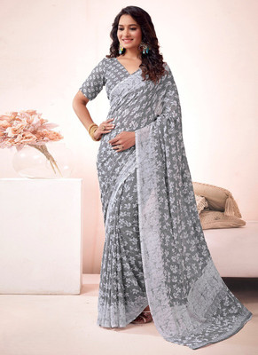 Panchvati NX Printed Bollywood Georgette Saree(Grey)