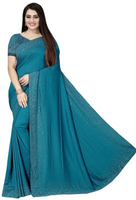 pUNYATHA CREATION Embroidered Chanderi Silk Blend Saree(Blue)