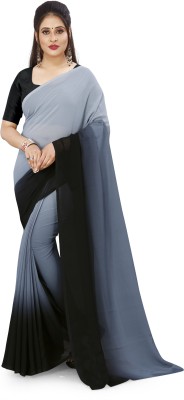 kashvi sarees Dyed Bollywood Georgette Saree(Black, Grey)