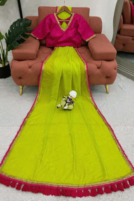 SHAYONAM Embellished, Embroidered Bollywood Chiffon, Georgette Saree(Light Green)