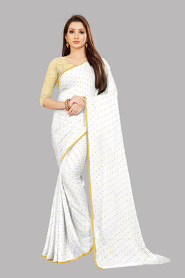 RHEY Printed Bollywood Chiffon Saree(White)
