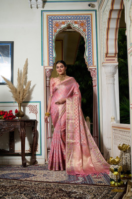K 5 FASHION Self Design, Solid/Plain, Embroidered Bollywood Organza Saree(Pink)