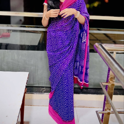 Moda Rapido Floral Print Bollywood Georgette Saree(Purple)