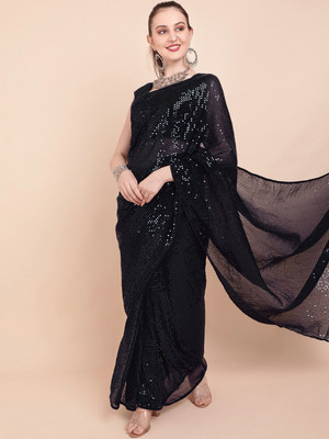 Divastri Self Design Bollywood Georgette Saree(Black)