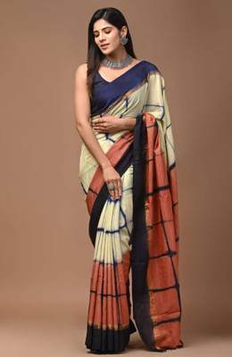 Rashmiwala Digital Print Bollywood Cotton Linen Saree(Beige, Brown)
