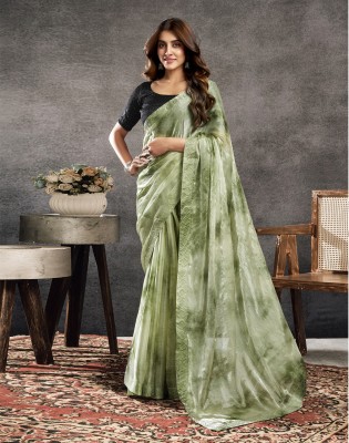 Satrani Printed, Embellished Bollywood Chiffon Saree(Light Green, Green)