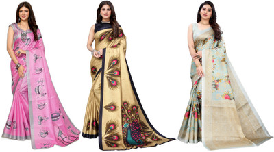 YASHIKA Printed Kanjivaram Art Silk Saree(Pack of 3, Multicolor)