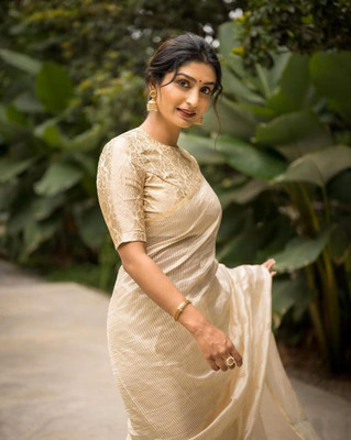 WOMENELEGENCE Embellished Banarasi Pure Silk Saree(White)