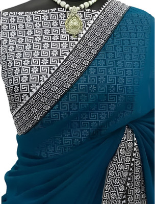 DHARMEE Embellished Bollywood Georgette Saree(Dark Green)