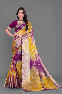 Aarunika fashion Solid/Plain Bollywood Organza Saree(Magenta)