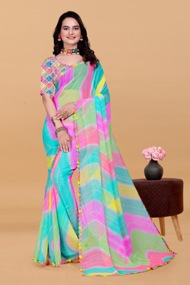 Shree Shyam Creation Printed Bollywood Georgette Saree(Multicolor)