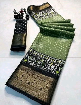 Dharam Creation Woven Banarasi Georgette Saree(Green)