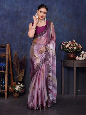 NEGRONI Printed Daily Wear Jimmy choo Saree(Purple)
