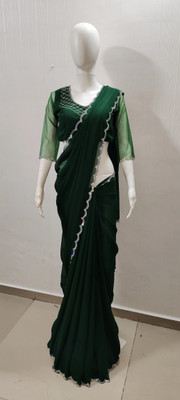 NANCY DESIGNER Self Design Bollywood Georgette Saree(Dark Green)