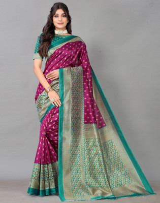 Divastri Printed Banarasi Silk Blend Saree(Purple)