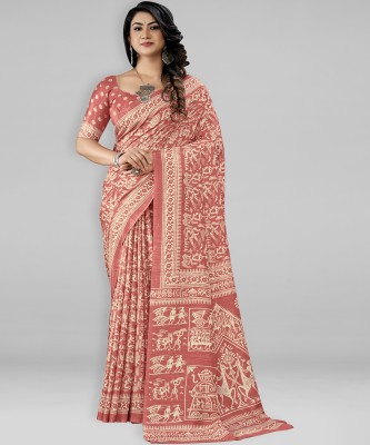 Divastri Printed Daily Wear Silk Blend Saree(Pink)