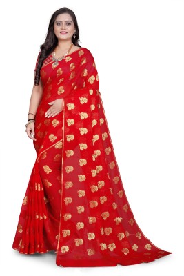 shree vallabh enterprise Self Design Bollywood Viscose Rayon Saree(Red)