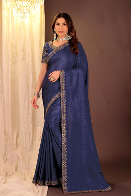 Suali Embroidered Bollywood Georgette Saree(Dark Blue)
