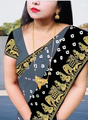 S.R.TEXTILES Printed Bandhani Crepe Saree(Multicolor)