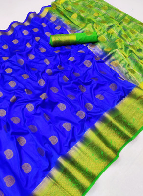 BHOLEBABA CREATION Self Design, Solid/Plain Banarasi Tussar Silk Saree(Blue)