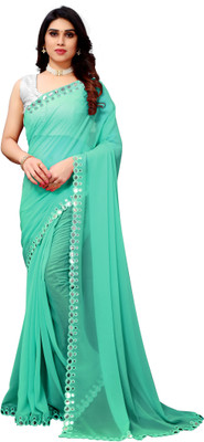 Vivan Fab Embellished Bollywood Georgette, Silk Blend Saree(Multicolor)