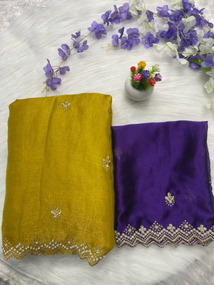 Tradivibe Dyed Bollywood Art Silk Saree(Yellow)