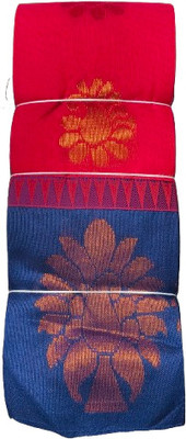 Aadrika Woven Handloom Handloom Pure Cotton Saree(Red, Black)
