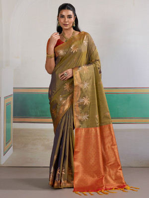 Sareemall Woven Banarasi Tussar Silk Saree(Light Green)