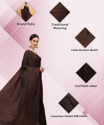 HouseOfCommon Self Design Banarasi Art Silk Saree(Black)