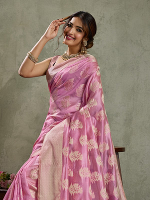 SOHINI NX Woven, Self Design Banarasi Organza Saree(Pink)
