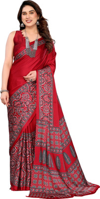 GATISHVAM TEXTILE Printed Banarasi Art Silk Saree(Red)