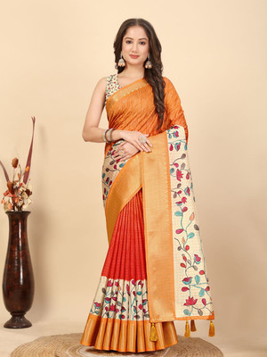 HouseOfCommon Printed Daily Wear Art Silk Saree(Multicolor)