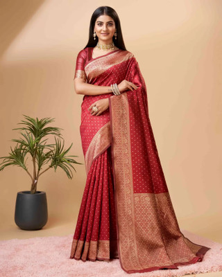 DHAYNAAND REEWA FASHION Woven Banarasi Jacquard Saree(Red)